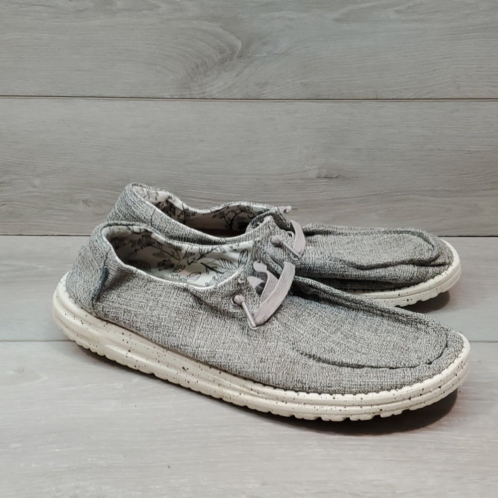 Hey Dude Womens Wendy L Linen Iron Loafer Slip on shoes sz 11